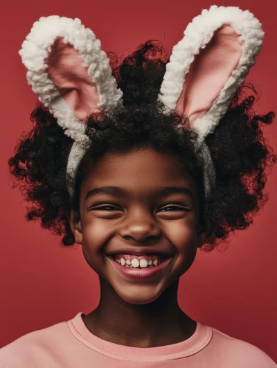 Smiling Brazilian Kid with Bunny Ears