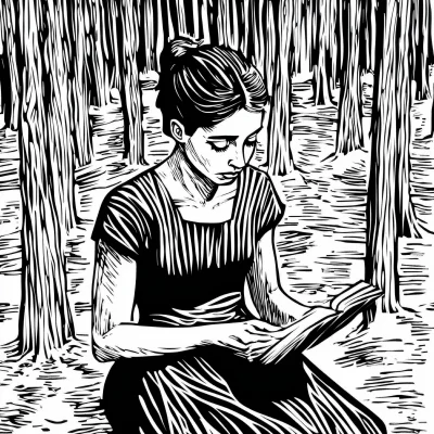 Serene Woman Reading in Forest