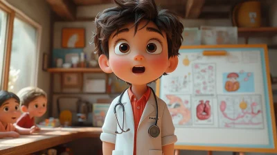 Cute Doctor Teaching Children