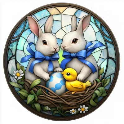 Easter Rabbits and Chick