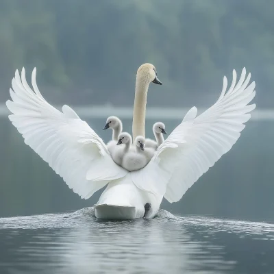 Elegant Swans on the Lake