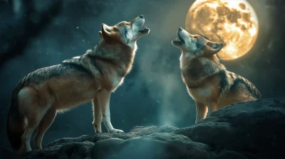 Wolves Howling at the Moon