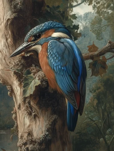 Kingfisher Oil Painting