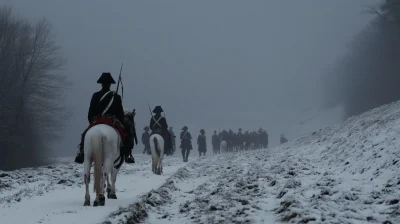 French Soldiers in a Snowy Desolate Landscape