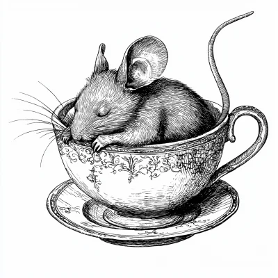 Sleeping Mouse in Tea Cup