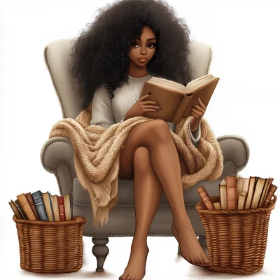 Afro Woman Reading