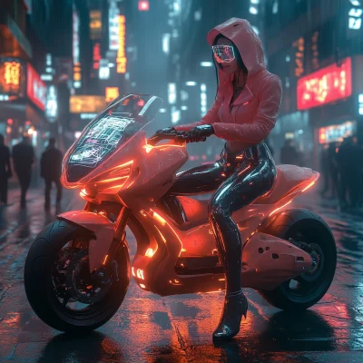 Futuristic Woman on Smart Scooter