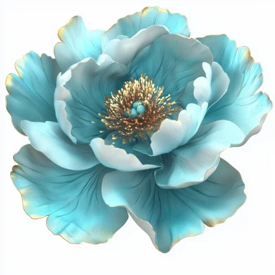 Turquoise and Gold Peony