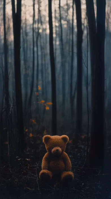 Teddy Bear in Autumn Forest