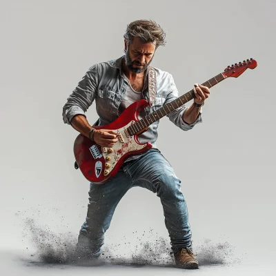 Man with Red Electric Guitar