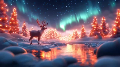 Northern Lights with Reindeer