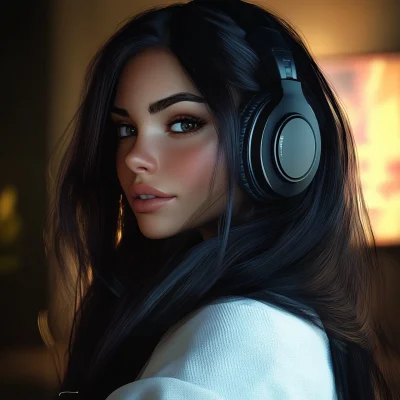 Gamer Girl in Headphones