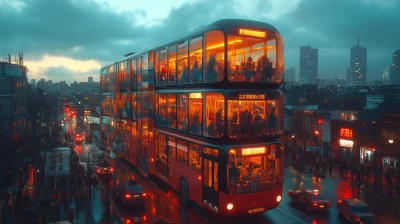 10 Floor Bus in Cityscape