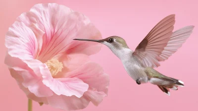 Hummingbird Among Flowers