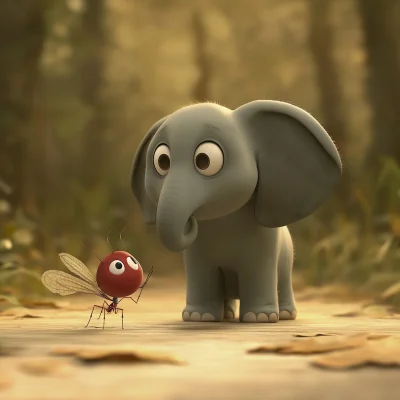 Cute Animation of an Elephant and an Ant