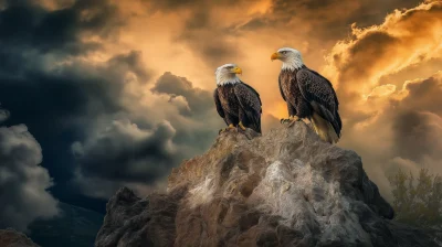 Bald Eagles on a Cliff