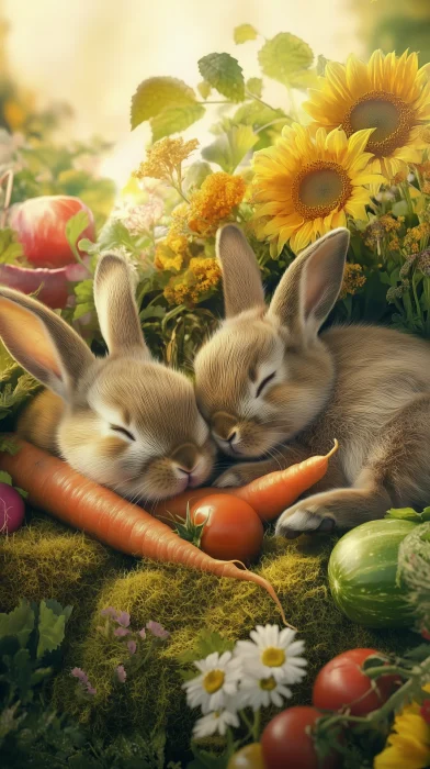 Peaceful Rabbits in Summer