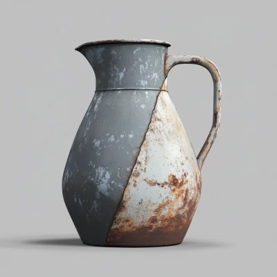 Half Painted Metal Jug