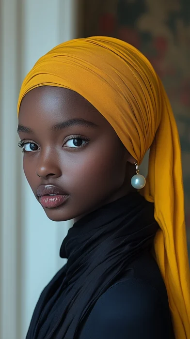 A dark skin Girl with a Pearl Earring