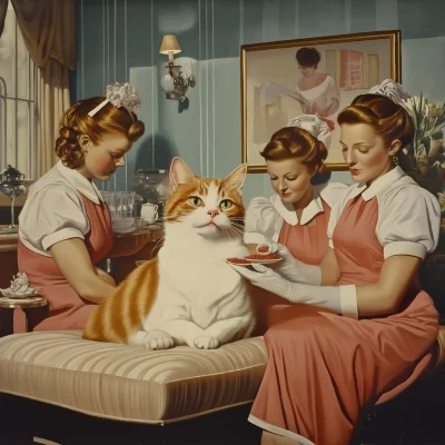 Pampered Cat in 1950s Bar