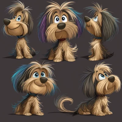 Character Design Sheet of a Shaggy Dog