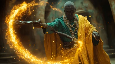 Yoruba Ifa Priest in Temple