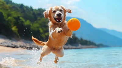 Golden Retriever Puppy at the Beach