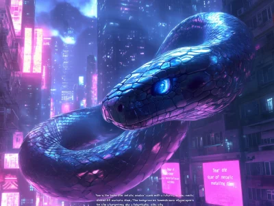 Futuristic Snake Under Aurora