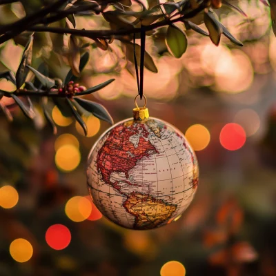 Globe Ornament on Tree