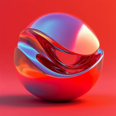 Minimalistic 3D Form with Fluorescent Reflections