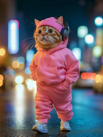 Cute Fat Orange Cat in Sportswear