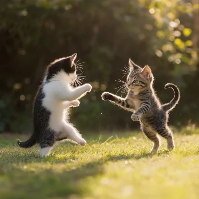 Cats Playing in Sunlight