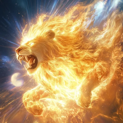 Electric Golden Blue Fire Lion