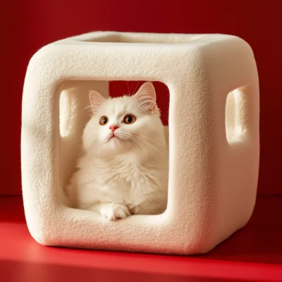 White Cat in Cube