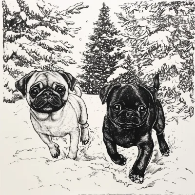 Pugs in the Snow