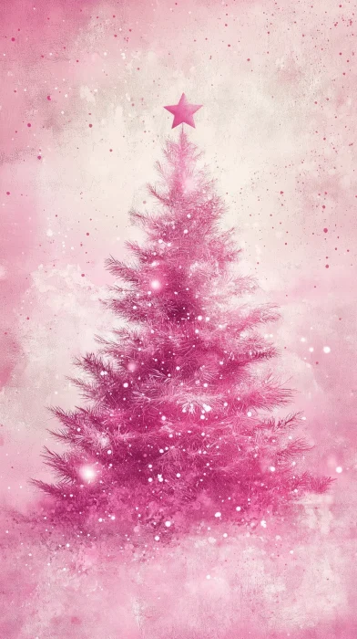 Pink Christmas Tree Scrapbook Paper