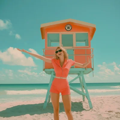 Colorful Beach Lifeguard Stand