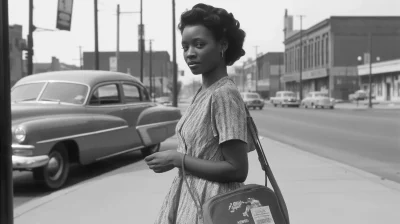 Young Black Woman Walking in Detroit