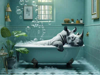 Rhino in Bathtub