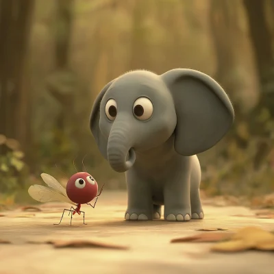 Cute Elephant and Ant Animation