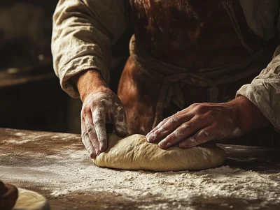 Passionate Baker Kneading Dough