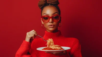 Stylish Young Woman in Red