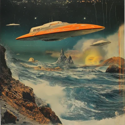 Retro Futuristic Ocean Storm