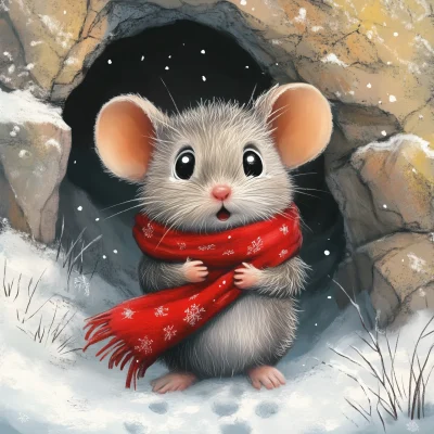 Scared Mouse in Winter