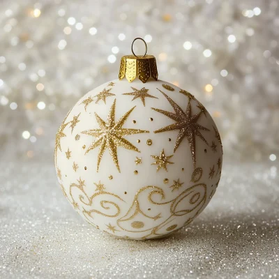 Gold and White Christmas Ornament