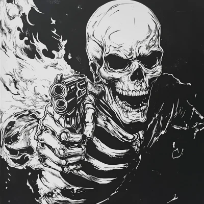 Angry Skeleton with Pistol