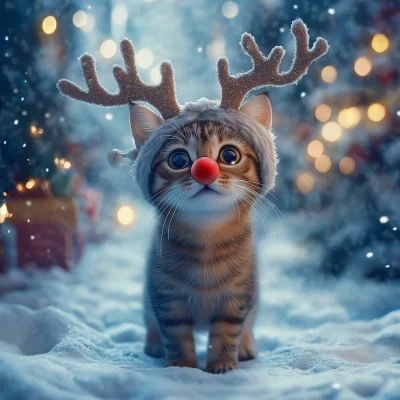 Cat as Reindeer