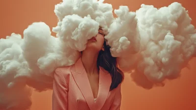 Surreal Figure in Cotton Clouds