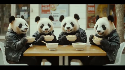 Pandas in Leather Jackets