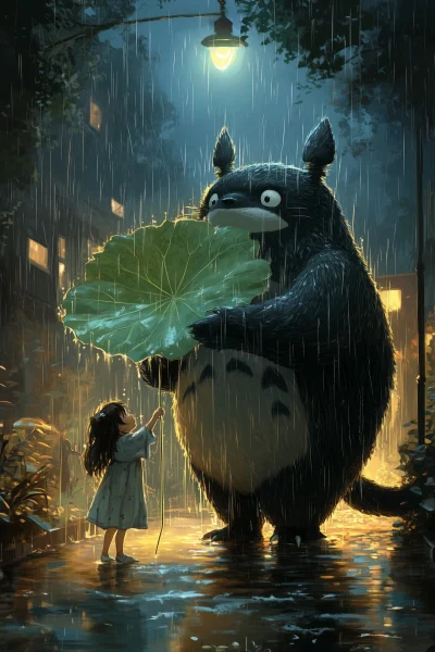 Totoro Under the Streetlamp